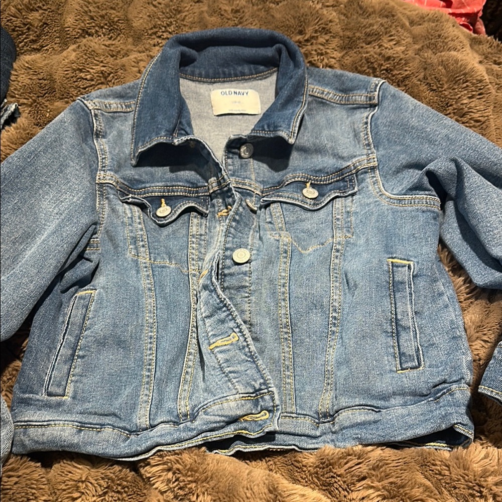 Old Navy Blue Denim Jacket Size L 10-12 - Picture 1 of 3
